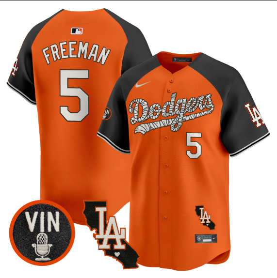 Men Los Angeles Dodgers #5 Freeman 2025 orange Limited Stitched Jersey style 2